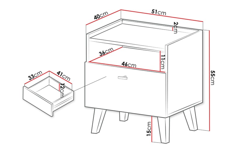 Betsi Nattbord 51 cm - Møbler - Bord - Avlastningsbord & sidobord - Sengebord & nattbord