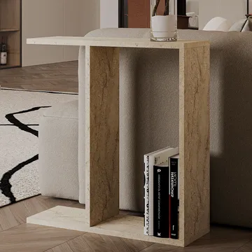 Bingdi Sidebord 60x60x60 cm - Travertin - Møbler - Bord - Avlastningsbord & sidobord - Brettbord og småbord