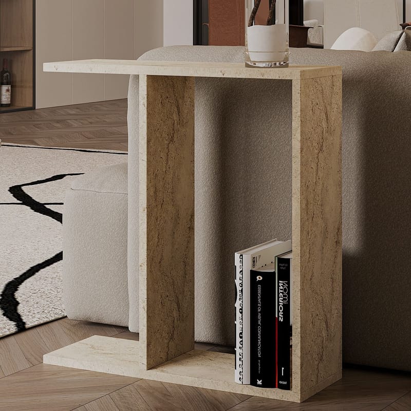 Bingdi Sidebord 60x60x60 cm - Travertin - Møbler - Bord - Avlastningsbord & sidobord - Brettbord og småbord
