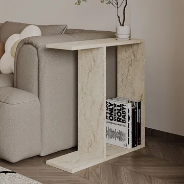 Bingdi Sidebord 60x60x60 cm - Travertin - Møbler - Bord - Avlastningsbord & sidobord - Brettbord og småbord