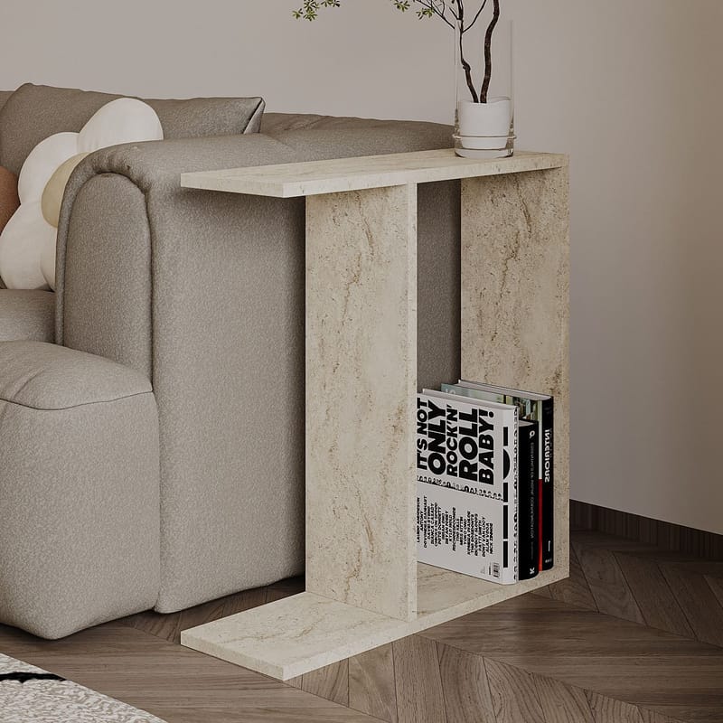 Bingdi Sidebord 60x60x60 cm - Travertin - Møbler - Bord - Avlastningsbord & sidobord - Brettbord og småbord
