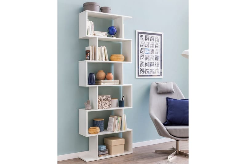 Bokhylle Wohnling Elegant med 6 forskjøvede oppbevaringshyller - Møbler - Bord - Avlastningsbord & sidobord - Konsollbord & gangbord