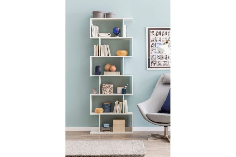 Bokhylle Wohnling Elegant med 6 forskjøvede oppbevaringshyller - Oppbevaring - Hylle - Bokhylle