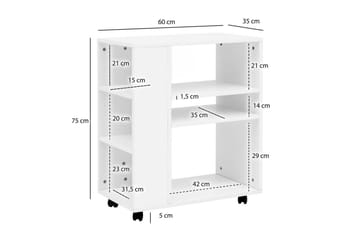 Bokhylle Wohnling mobil, moderne og enkel med forskjellige oppbevaringsrom Hvit - Hvit - Møbler - Bord - Avlastningsbord & sidobord - Konsollbord & gangbord