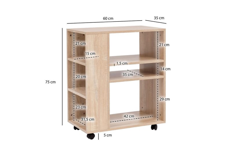 Bokhylle Wohnling mobil, moderne og enkel med forskjellige oppbevaringsrom Sonoma - Sonoma - Møbler - Bord - Avlastningsbord & sidobord - Konsollbord & gangbord