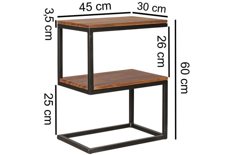 Avlastningsbord Lysogorski 45 cm - Brun - Lampebord & sidebord - Brettbord og småbord