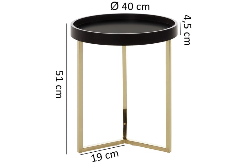 Avlastningsbord Tilesha 40 cm - Gull - Lampebord & sidebord - Brettbord og småbord