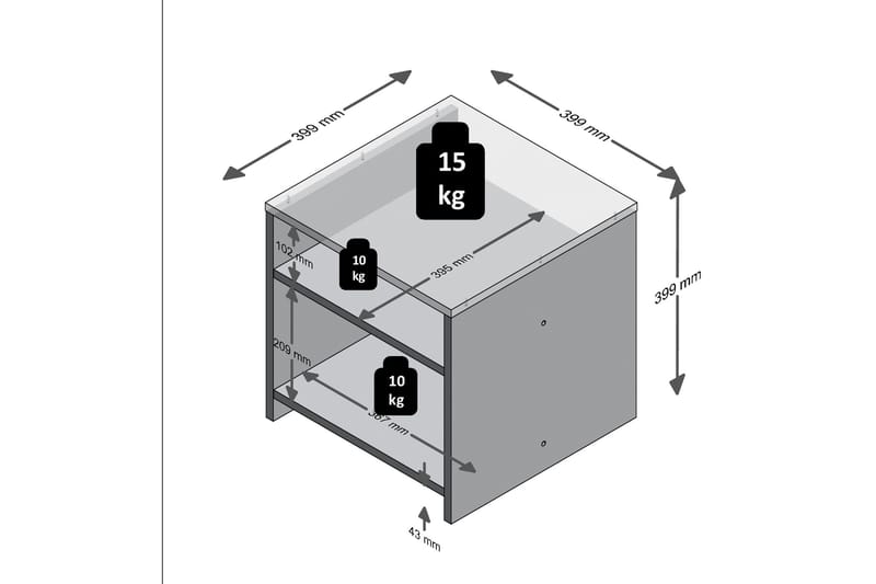 Avlastningsbord Pangelinan 39 cm - Hvit|Grå - Lampebord & sidebord - Brettbord og småbord