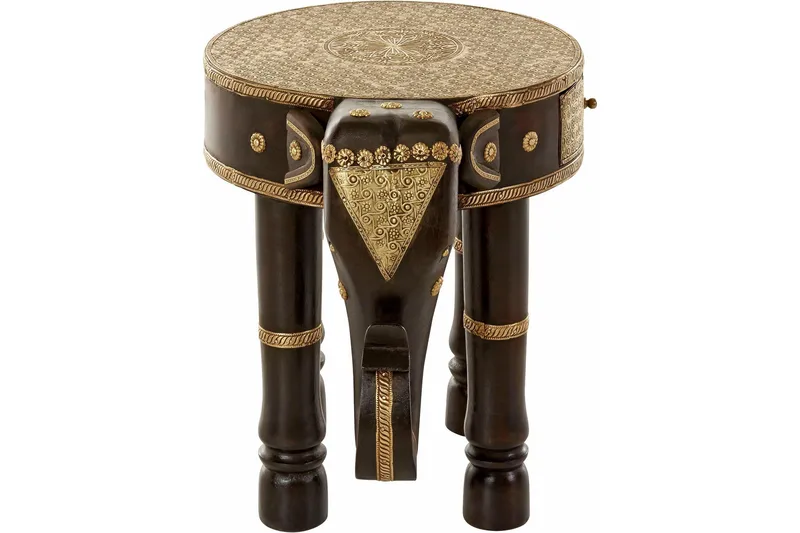 Bence Sidebord 40 cm Rundt - Brun/Gull - Møbler - Bord - Avlastningsbord & sidobord - Brettbord og småbord