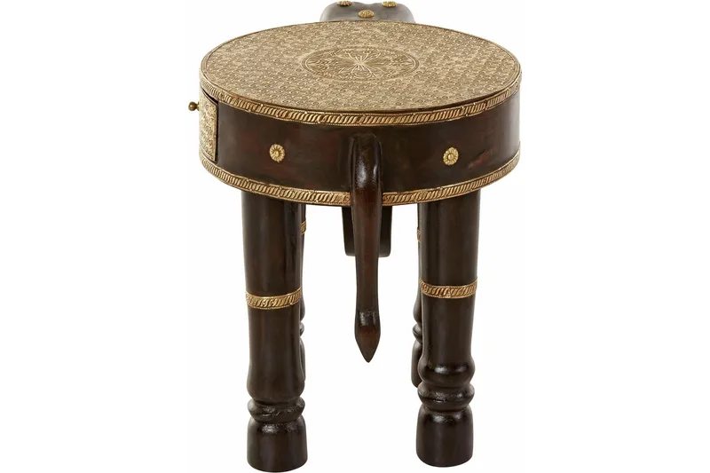 Bence Sidebord 40 cm Rundt - Brun/Gull - Møbler - Bord - Avlastningsbord & sidobord - Brettbord og småbord