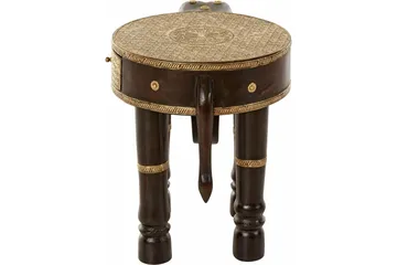 Bence Sidebord 40 cm Rundt - Brun/Gull - Møbler - Bord - Avlastningsbord & sidobord - Brettbord og småbord