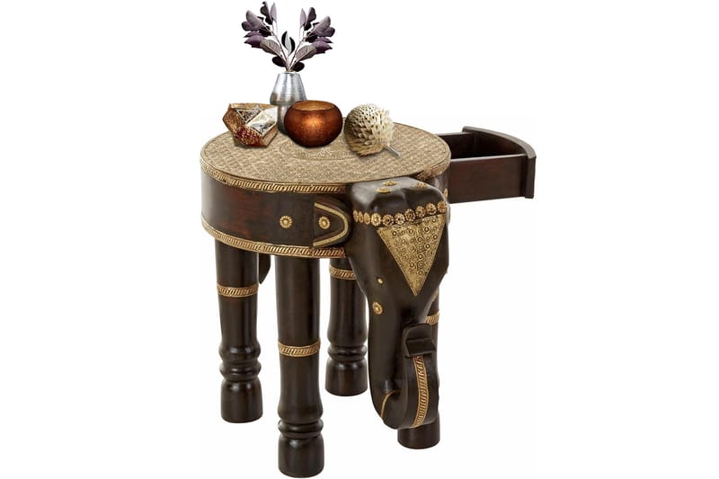 Bence Sidebord 40 cm Rundt - Brun/Gull - Møbler - Bord - Avlastningsbord & sidobord - Brettbord og småbord