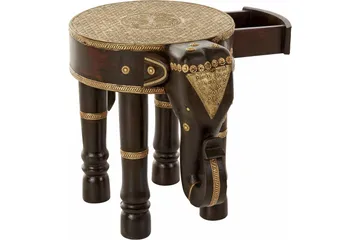 Bence Sidebord 40 cm Rundt - Brun/Gull - Møbler - Bord - Avlastningsbord & sidobord - Brettbord og småbord