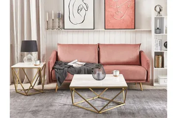 Charmlee Avlastningsbord 50 cm - Hvit / Gull - Møbler - Bord - Avlastningsbord & sidobord - Brettbord og småbord