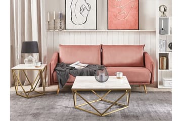 Charmlee Avlastningsbord 50 cm - Hvit / Gull - Møbler - Bord - Avlastningsbord & sidobord - Brettbord og småbord