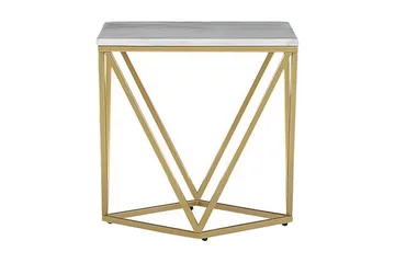 Charmlee Avlastningsbord 50 cm - Hvit / Gull - Møbler - Bord - Avlastningsbord & sidobord - Brettbord og småbord