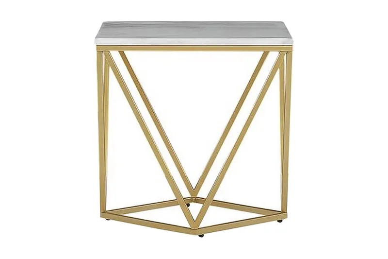 Charmlee Avlastningsbord 50 cm - Hvit / Gull - Møbler - Bord - Avlastningsbord & sidobord - Brettbord og småbord