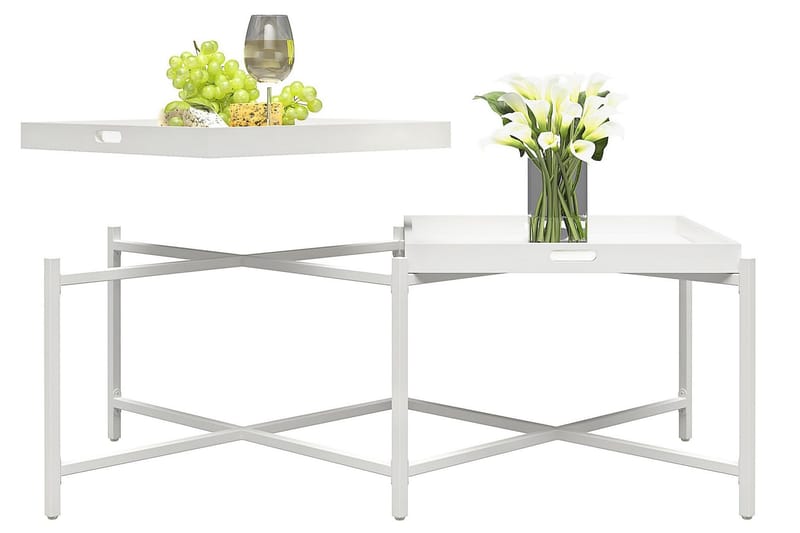 Coco Brettbord 121 cm Hvit - CosmoLiving - Møbler - Bord - Avlastningsbord & sidobord - Brettbord og småbord