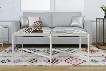 Coco Brettbord 121 cm Hvit - CosmoLiving - Møbler - Bord - Avlastningsbord & sidobord - Brettbord og småbord