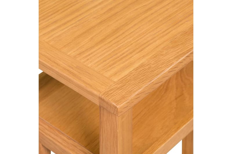 Endebord med bladhylle 27x35x55 cm heltre eik - Brun - Lampebord & sidebord - Brettbord og småbord