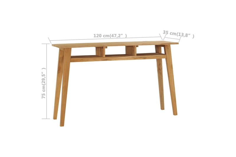 Konsollbord 120x35x75 cm heltre teak - Brun - Lampebord & sidebord - Brettbord og småbord