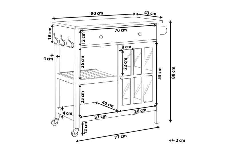 Serveringsvogn Lencisa 80 cm - Grå - Lampebord & sidebord - Brettbord og småbord