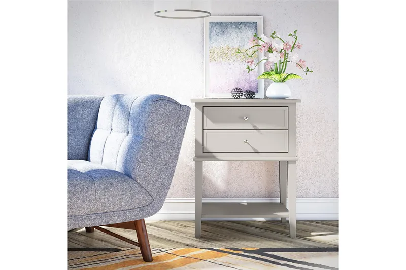 Sidebord Franklin 56x39 cm Beige - Queer Eye - Møbler - Bord - Avlastningsbord & sidobord - Brettbord og småbord