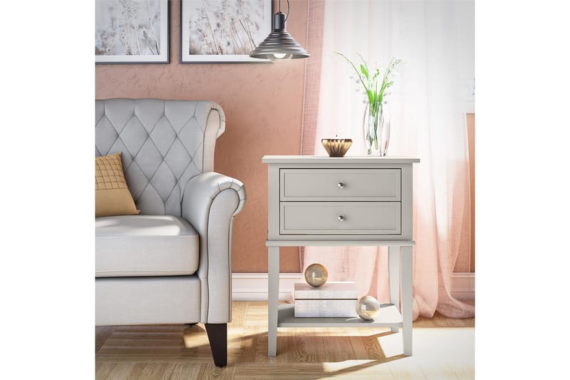 Sidebord Franklin 56x39 cm Beige - Queer Eye - Møbler - Bord - Avlastningsbord & sidobord - Brettbord og småbord