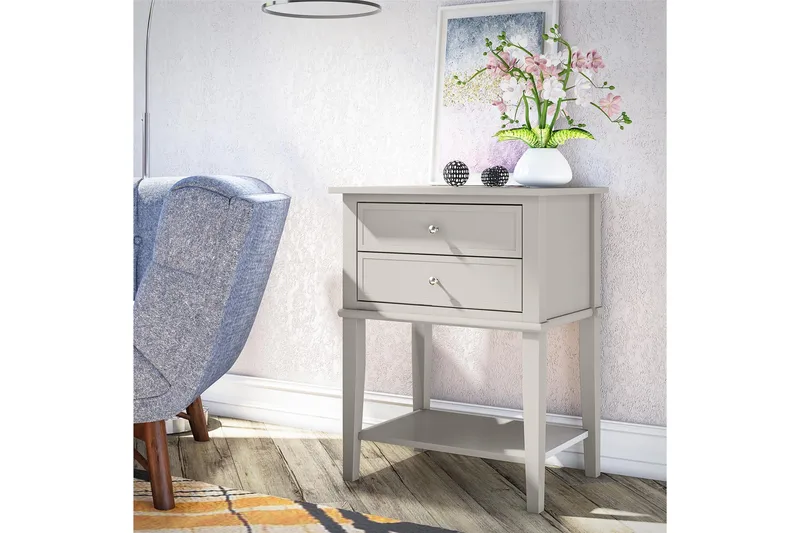 Sidebord Franklin 56x39 cm Beige - Queer Eye - Møbler - Bord - Avlastningsbord & sidobord - Brettbord og småbord