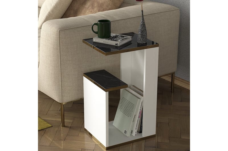 Sidebord Komatz 35 cm - Hvit|Gull|Svart - Lampebord & sidebord - Brettbord og småbord