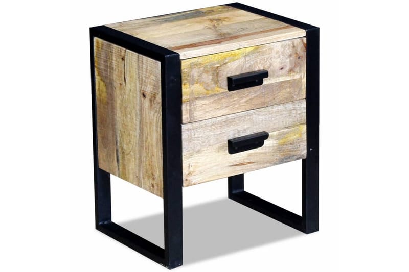 Sidebord med 2 skuffer heltre mango 43x33x51 cm - Brun - Lampebord & sidebord - Brettbord og småbord
