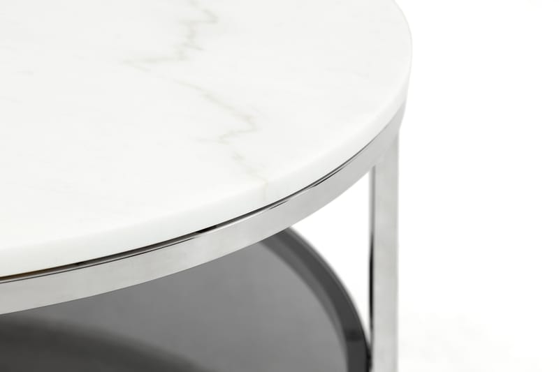 Sidebord Riseine 50 cm Rundt - Hvit|Stål - Brettbord og småbord - Marmorbord - Lampebord & sidebord
