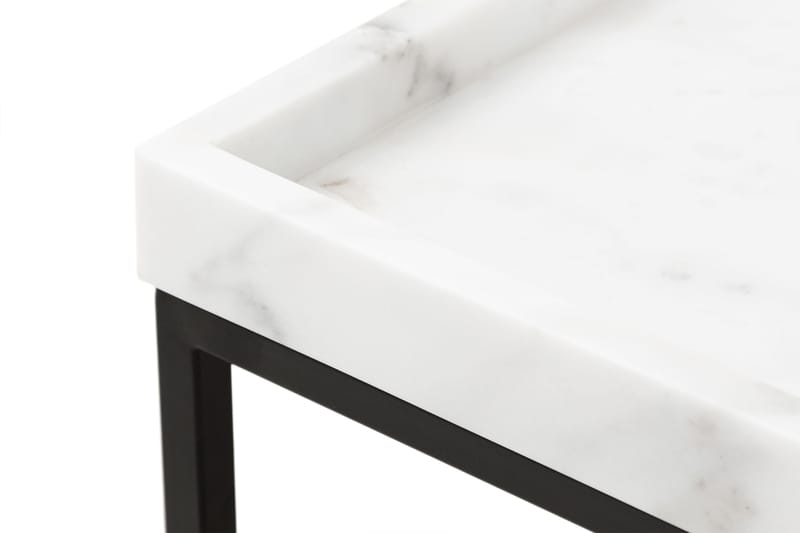 Sidebord Tosterup 60 cm - Hvit/Svart - Marmorbord - Brettbord og småbord - Lampebord & sidebord
