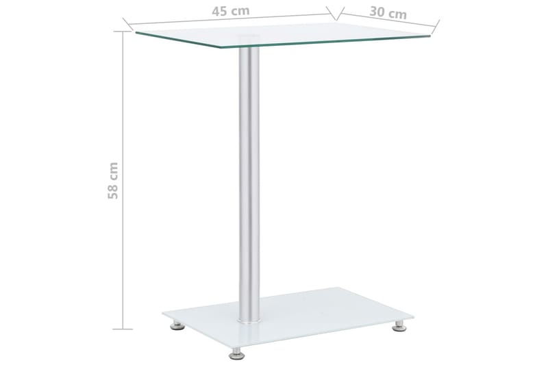 Sidebord u-formet gjennomsiktig 45x30x58 cm herdet glass - Gjennomsiktig - Lampebord & sidebord - Brettbord og småbord