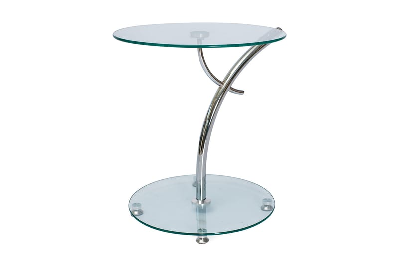 Sidebord Portella 50 cm Rundt - Glass/Sølv - Lampebord & sidebord - Brettbord og småbord
