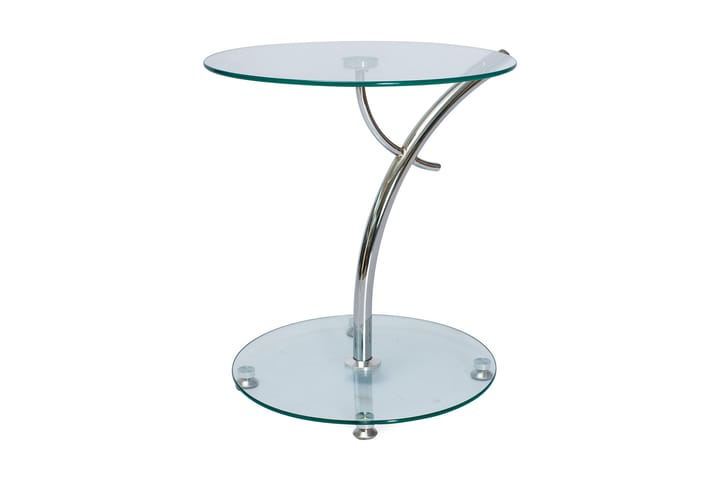 Sidebord Portella 50 cm Rundt - Glass/Sølv - Brettbord og småbord - Lampebord & sidebord