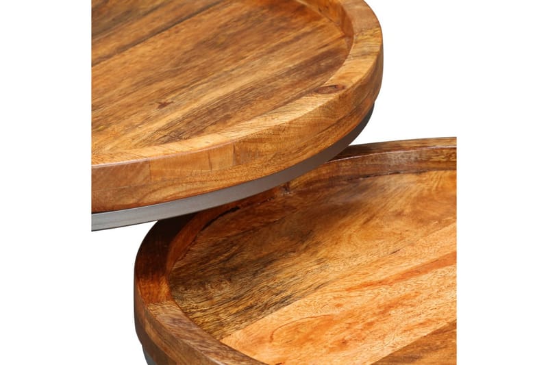 Sidebordsett i 2 deler massivt mangotre - Brun - Lampebord & sidebord - Brettbord og småbord