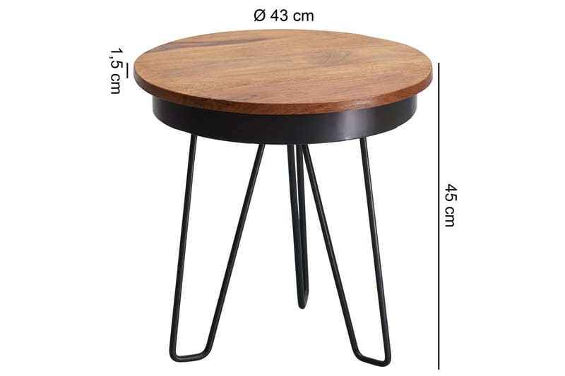 Sidobord & lampbord Wohnling Brun, Svart - Møbler - Bord - Avlastningsbord & sidobord - Brettbord og småbord