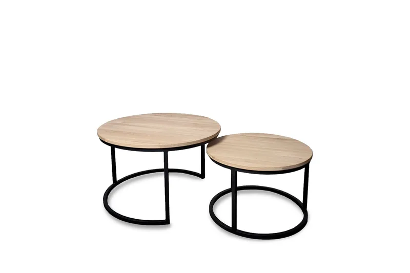 Calgary Satsbord 75 cm Rundt i heltre, Natur/Svart