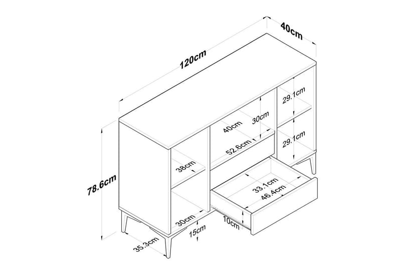Cerreta konsollbord 120 cm - Mellomfarget tre/Hvit - Møbler - Bord - Avlastningsbord & sidobord - Konsollbord & gangbord