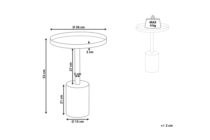 Charis Sidebord 36 cm - Gull/Hvit - Møbler - Bord - Avlastningsbord & sidobord - Lampebord & sidebord