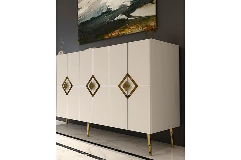 Cleryn Konsollbord 150 cm - Hvit/Gull - Møbler - Bord - Avlastningsbord & sidobord - Konsollbord & gangbord