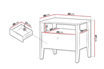 Cocorna Nattbord 50 cm - Beige - Møbler - Bord - Avlastningsbord & sidobord - Sengebord & nattbord
