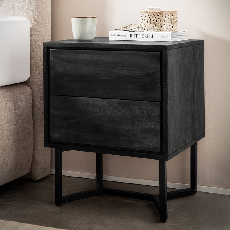 Corora nattbord 45 cm industriell stil - svart - Møbler - Bord - Avlastningsbord & sidobord - Sengebord & nattbord