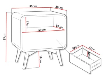 Corvan Nattbord 55 cm - Møbler - Bord - Avlastningsbord & sidobord - Sengebord & nattbord