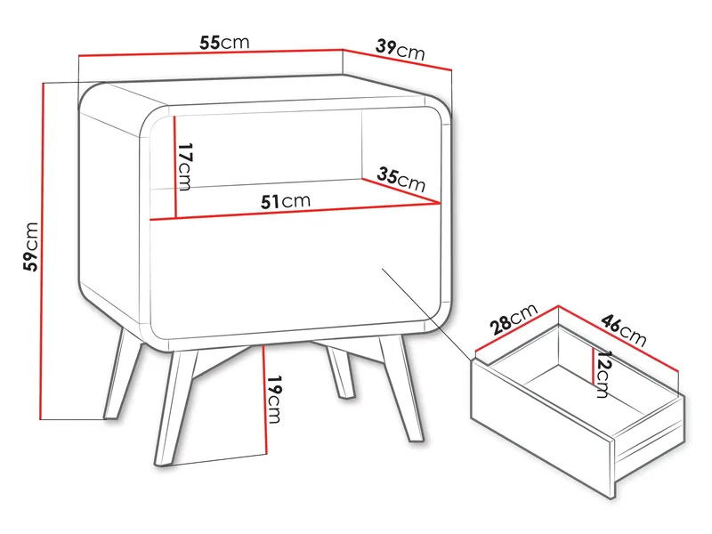 Corvan Nattbord 55 cm - Møbler - Bord - Avlastningsbord & sidobord - Sengebord & nattbord