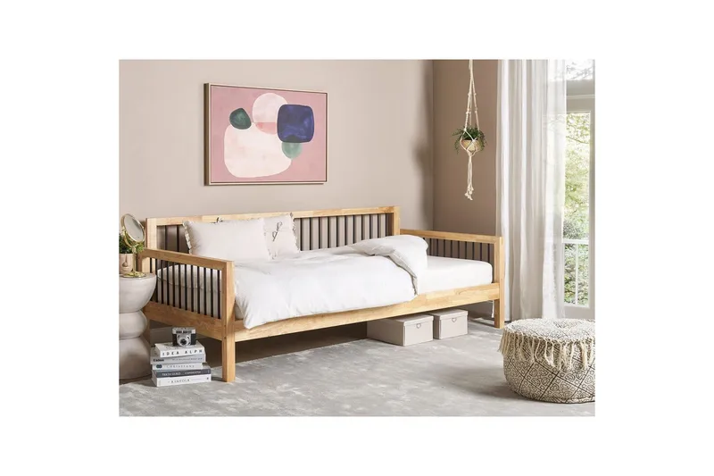 Dagbädd Beliani Tricot med lamellram Light wood