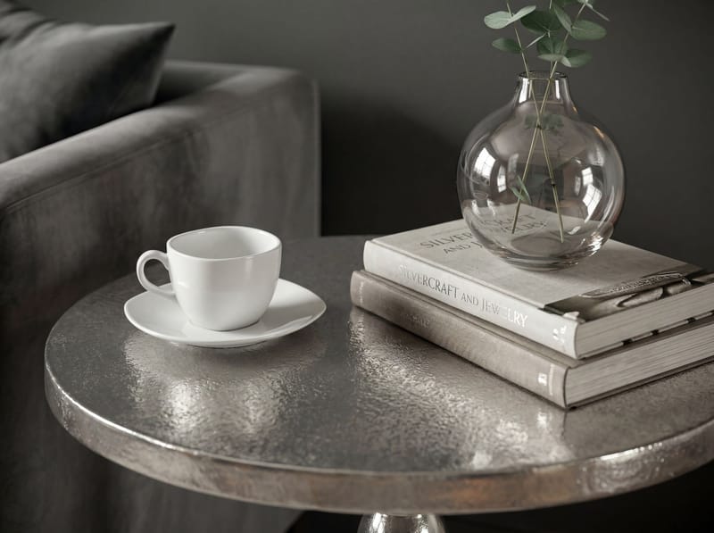 Dalor rundt sidebord 40 cm i aluminium med rå finish - sølv - Møbler - Bord - Avlastningsbord & sidobord - Pidestall & blomsterpidestall