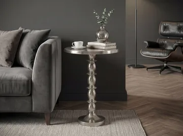 Dalor rundt sidebord 40 cm i aluminium med rå finish - sølv - Møbler - Bord - Avlastningsbord & sidobord - Pidestall & blomsterpidestall