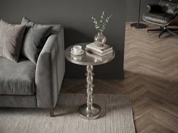 Dalor rundt sidebord 40 cm i aluminium med rå finish - sølv - Møbler - Bord - Avlastningsbord & sidobord - Pidestall & blomsterpidestall
